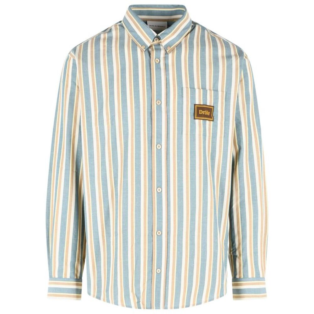 Drole De Monsieur 'Rayée' Teal Cotton Shirt Men